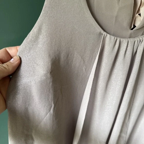 professional hip chick‎ Loft Xs Top Ribbon Tie Back Shimmer Sleeveless Chiffon - Picture 2 of 6
